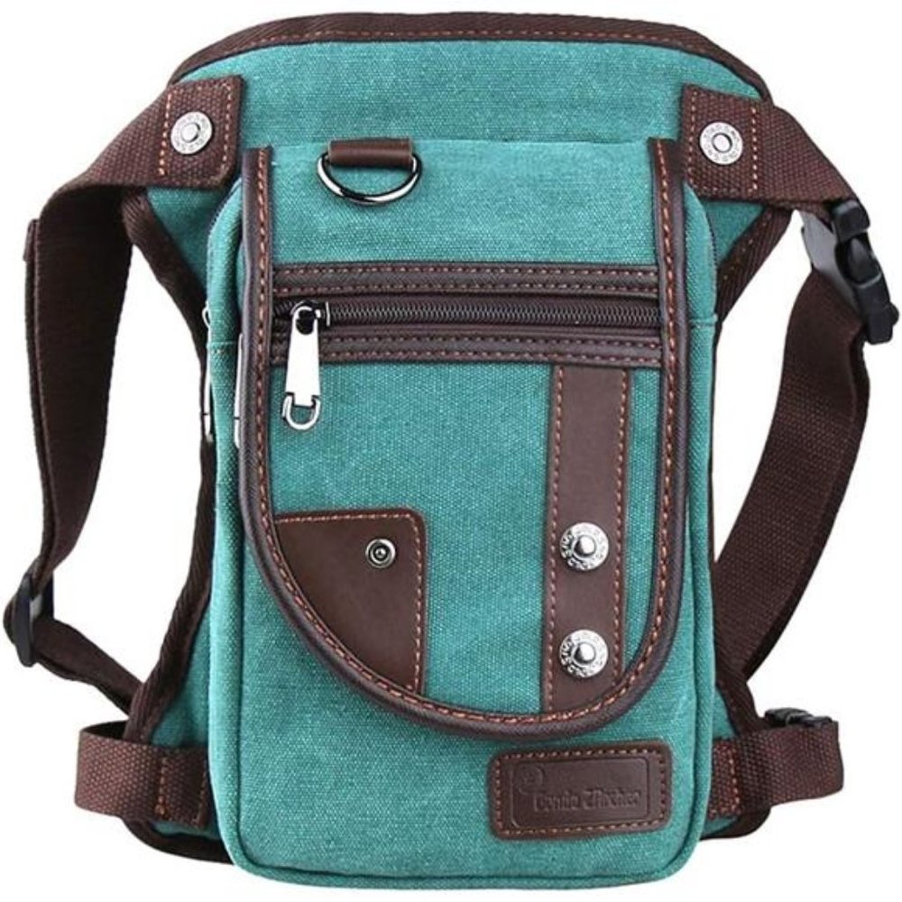 Drop Leg bag Motorcycle Durable Canvas Multi-Pocket Support Max Waistline of 56